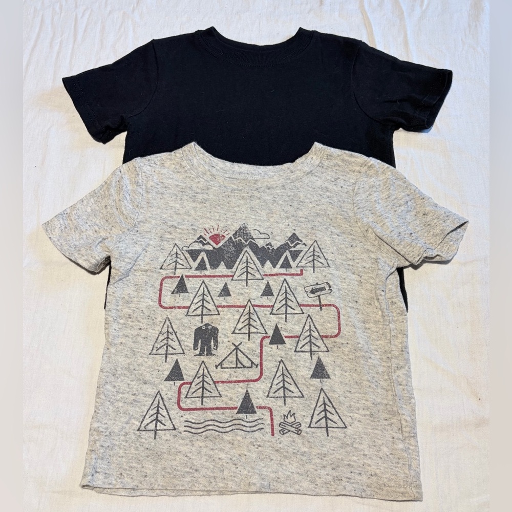 Jumping Bean -Gray Graphic Kids T-Shirt & Garanimals Solid Black T-shirt